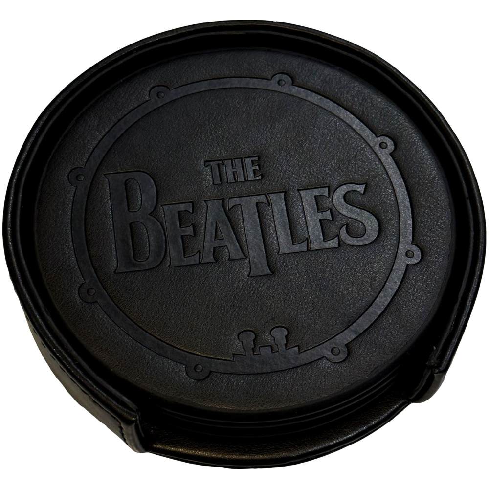 The Beatles - Drum Logo Untersetzer Set - Schwarz